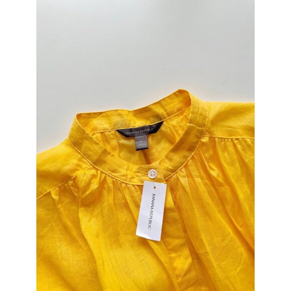 NWT BANANA REPUBLIC Golden Hour Yellow Oversized Ramie Shirt Blouse, Size S - Picture 9 of 12